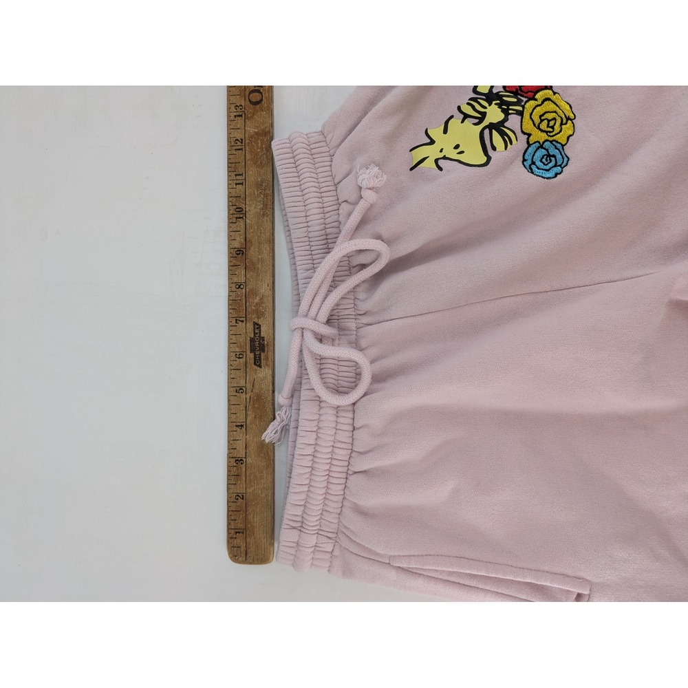 Peanuts Snoopy Woodstock Sweatpants Womens Small Pink Embroidered Graphic Jogger - Picture 5 of 11
